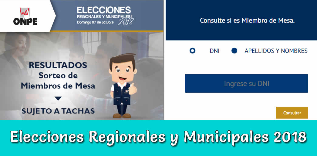 Miembros de Mesa 2018 Elecciones regionales y municipales Perú 2018