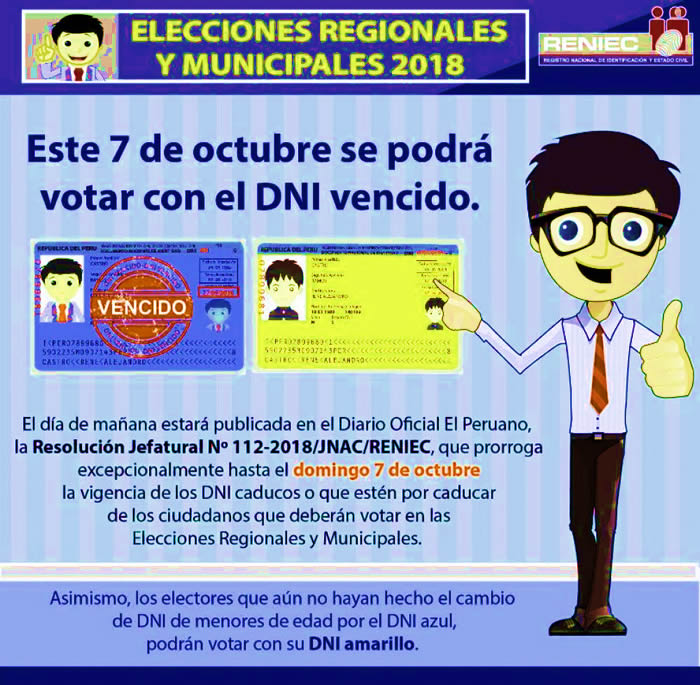 Podre votar con DNI Vencido elecciones 7 octubre 2018